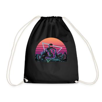 Go Kart Racing Vaporwave Aesthetic Retro - Drawstring Bag - black - Front