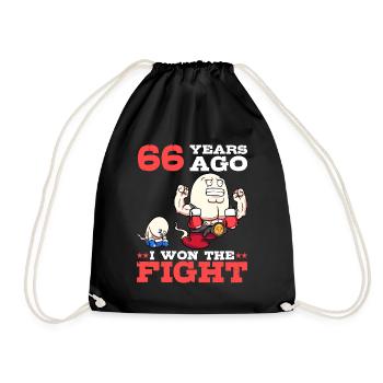 66 years ago I won the fight 66th birthday - Drawstring Bag - black - Front