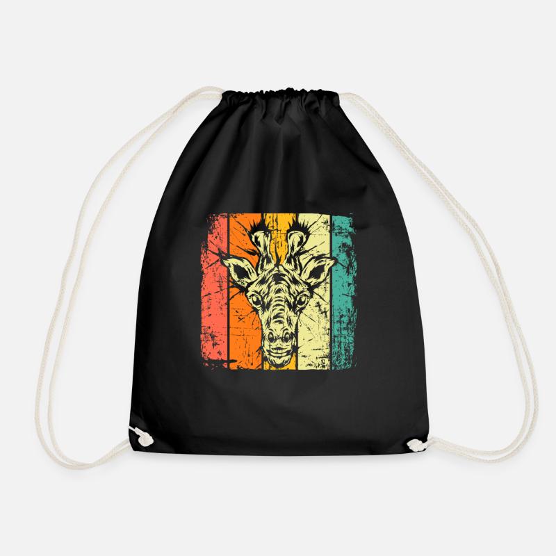 Giraffe Kopf vintage - Turnbeutel - Schwarz