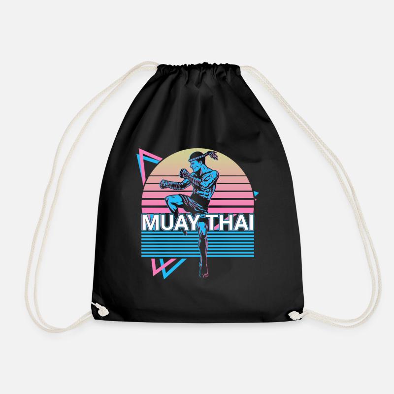Muay Thai Retro Geschenk - Turnbeutel - Schwarz