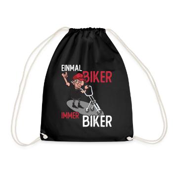 Einmal Biker Immer Biker Opa Pension Rentner - Turnbeutel - Schwarz - Vorne