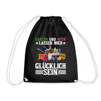 Garten Und Wein Lass Mich Glücklich Sein - Turnbeutel - Schwarz - Vorne
