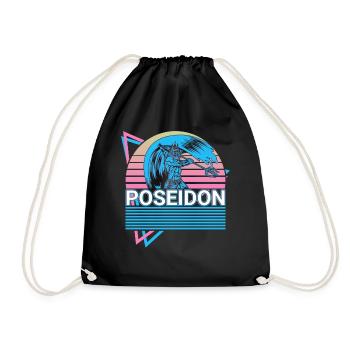 Poseidon Greek God of the Sea Retro Gesche - Drawstring Bag - black - Front