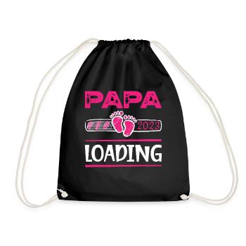 Papa 2023 Loading Dad To Be Baby Girl Father's Day - Drawstring Bag - black - Front