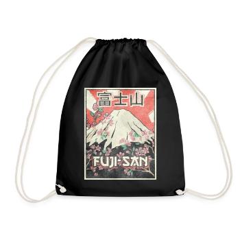 Mt Fuji Fujiyama Fuji San Japanese Aesthetic - Drawstring Bag - black - Front