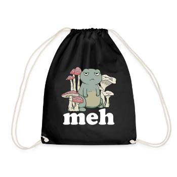 Funny Frog Meh Gift - Drawstring Bag - black - Front