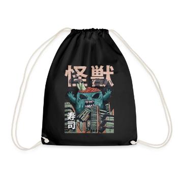 Kaiju Sushi Japanisches Monster Geschenk - Turnbeutel - Schwarz - Vorne