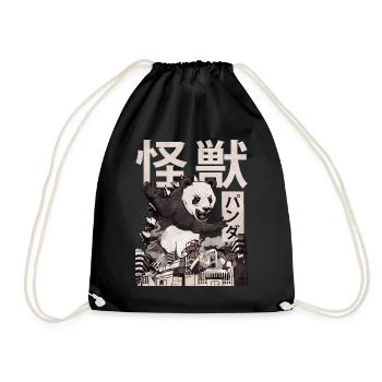 Kaiju Panda Japanisches Monster Geschenk - Turnbeutel - Schwarz - Vorne
