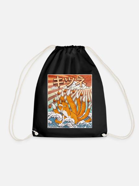 Kaiju Kitsune Neunschwänziger Fuchs Kanagawa Gesch - Turnbeutel - Schwarz