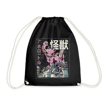 Kaiju Axolotl Japanisches Monster Geschenk - Turnbeutel - Schwarz - Vorne