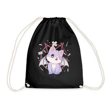 Kawaii Cat Pastel Goth Yami Kawaii Pentagramme G - Sac de sport léger - noir - Devant