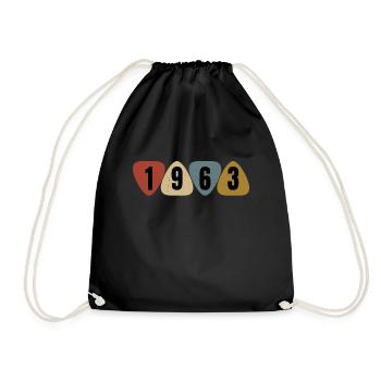 Born 1963 guitarist guitar pick - Drawstring Bag - black - Front