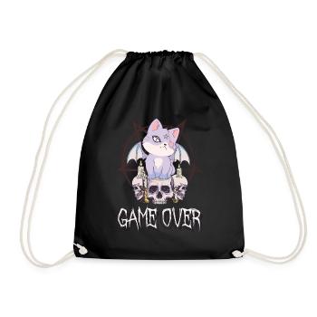 Katzenschädel Goth Game Over Pentagramm Okkultes G - Turnbeutel - Schwarz - Vorne