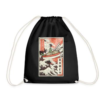Ramen Kanagawa Wave Vaporwave Aesthetic Taste - Drawstring Bag - black - Front