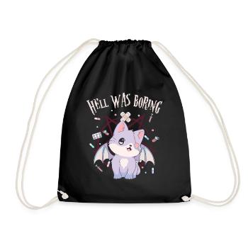 Kawaii Cat Pentagram Hell Was Boring Gesch - Drawstring Bag - black - Front