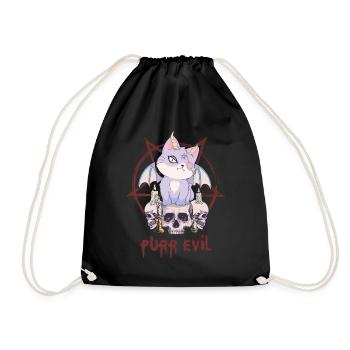 Kawaii Cat Skull Pentagram Ronronnant mal ok - Sac de sport léger - noir - Devant