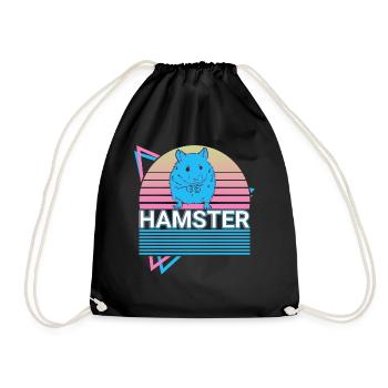 Hamster Retro - Drawstring Bag - black - Front