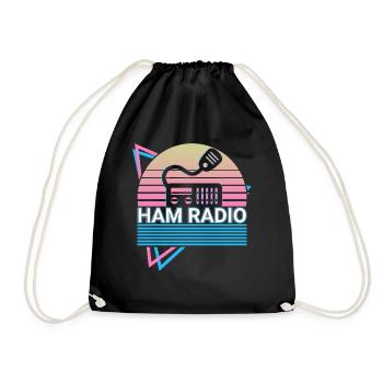 Amateur Radio Amateur Radio Retro - Drawstring Bag - black - Front