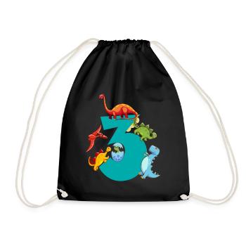 Dinosaure 3 ans 3ème fête d’anniversaire - Sac de sport léger - noir - Devant