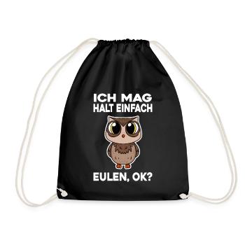 Ich mag halt einfach Eulen - Turnbeutel - Schwarz - Vorne