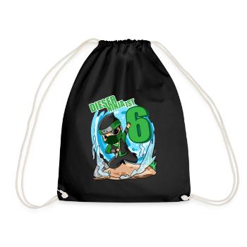 6 Jahre Junge Ninja - 6 Geburtstag - Ich bin 6 - Turnbeutel - Schwarz - Vorne