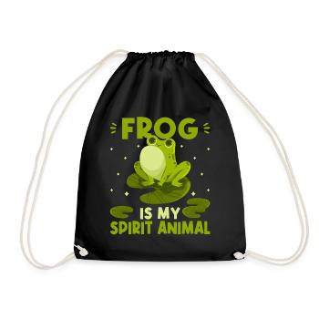 Funny frog is my spirit animal kawaii frog - Drawstring Bag - black - Front
