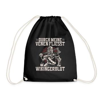 Durch Meine Venen Fliesst Wikingerblut Walkürenaxt - Turnbeutel - Schwarz - Vorne
