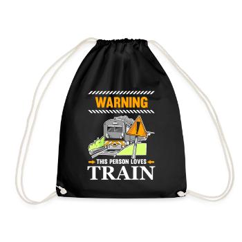 Avertissement Cette personne aime les trains locomotives à vapeur - Sac de sport léger - noir - Devant