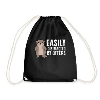 Easily Distracted By Otters Love Sea Otters - Drawstring Bag - black - Front