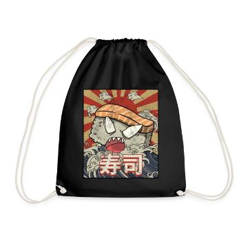 Kaiju Sushi Kanagawa Wve Japanese Aesthetics - Drawstring Bag - black - Front