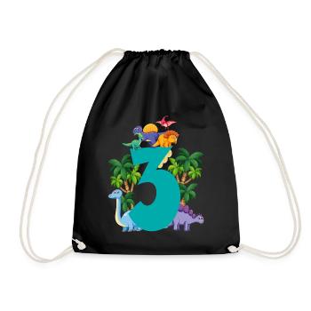 Dinosaure 3 ans 3ème fête d’anniversaire - Sac de sport léger - noir - Devant
