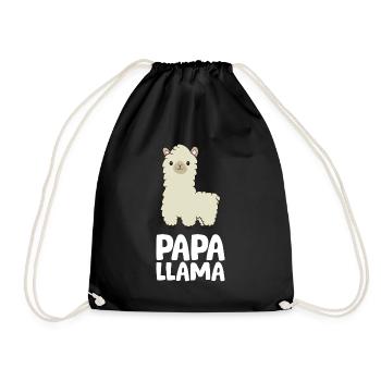 Papa Llama Männer Jungen Llama Geschenk Papa Llama - Turnbeutel - Schwarz - Vorne