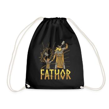 Fathor Viking Dad Walküre Kriegerin Axt Vatertag - Turnbeutel - Schwarz - Vorne