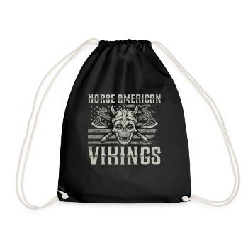 Norse American Vikings Us Independence Day - Drawstring Bag - black - Front