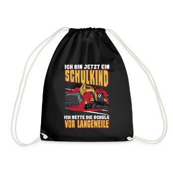Bagger Schulbeginn Schulanfänger Schulkind - Turnbeutel - Schwarz - Vorne