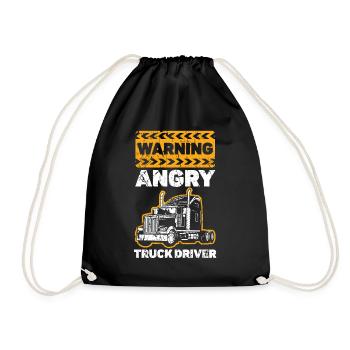 Warning angry truck drivers trailer truck drivers - Drawstring Bag - black - Front
