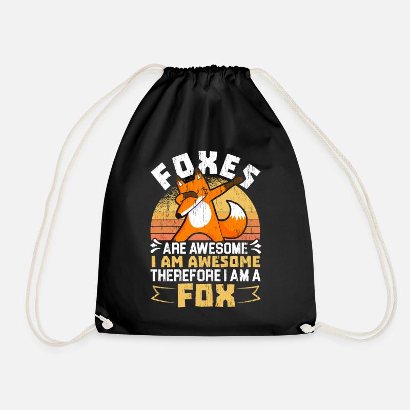 I am a fox wild animal fox foxes - Drawstring Bag - black