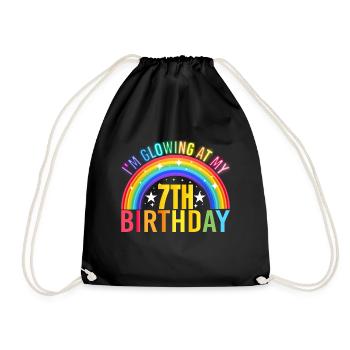 I Shine On My 7th Birthday Party, 7 - Drawstring Bag - black - Front