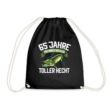 65 Jahre und immer noch ein toller Hecht Angler - Turnbeutel - Schwarz - Vorne