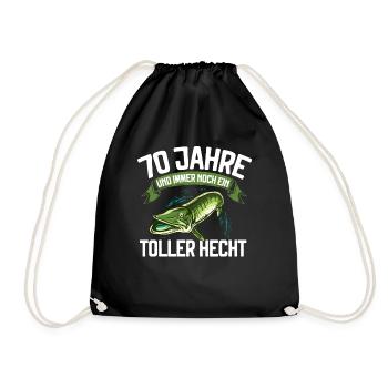 70 Jahre und immer noch ein toller Hecht Angler - Turnbeutel - Schwarz - Vorne