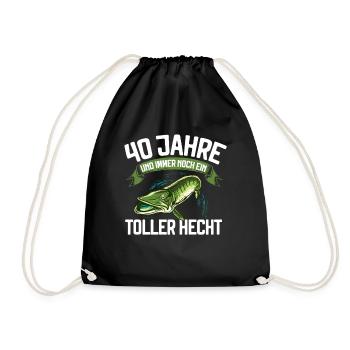 40 Jahre und immer noch ein toller Hecht Angler - Turnbeutel - Schwarz - Vorne