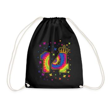 Tie-dye 14. Geburtstagsfeier 14 Jahre Alter - Turnbeutel - Schwarz - Vorne