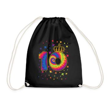 Tie-dye 10. Geburtstagsfeier 10 Jahre Alter - Turnbeutel - Schwarz - Vorne