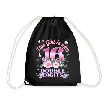 Dieses Mädchen Ist Jetzt 16 Double Digits 16. - Turnbeutel - Schwarz - Vorne