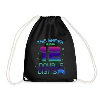 This Gamer Is Now 12 Double Digit 12. - Drawstring Bag - black - Front