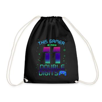 This Gamer Is Now 11 Double Digit 11. - Drawstring Bag - black - Front