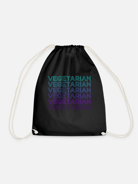 Vegetarisch Retro - Turnbeutel - Schwarz