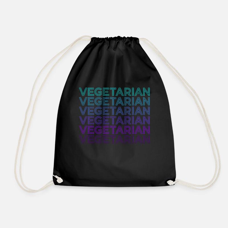 Vegetarisch Retro - Turnbeutel - Schwarz