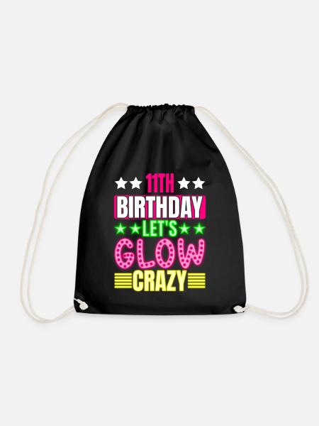 11. Geburtstag Let's Glow Crazy Buntes - Turnbeutel - Schwarz