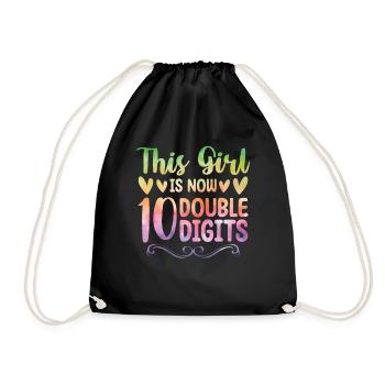 This Girl Is Now Two Digits 10 Years Old - Drawstring Bag - black - Front